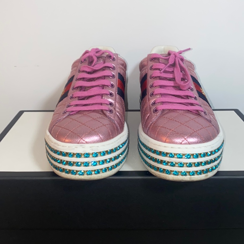 FABULOUS GUCCI PLATFORM CRYSTAL ACE SNEAKER
